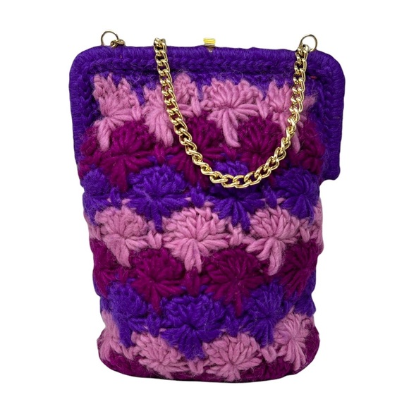 Bobbie Jerome Vintage 1950's Wool Crochet Small Chain Handbag - Picture 2 of 11